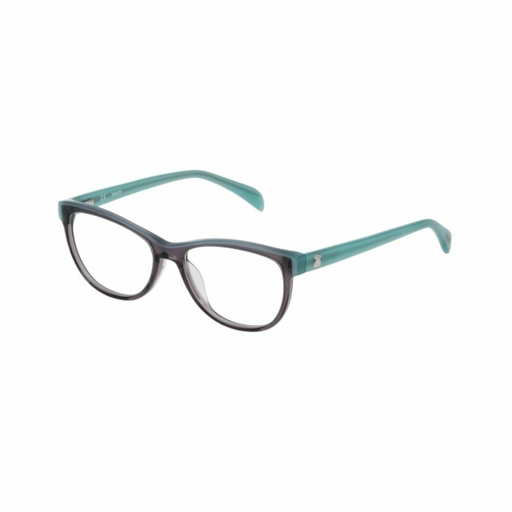Tous VTO939-0AAU Black Green Oval Unisex Acetate Eyeglasses displayed with a stylish case and paperwork.